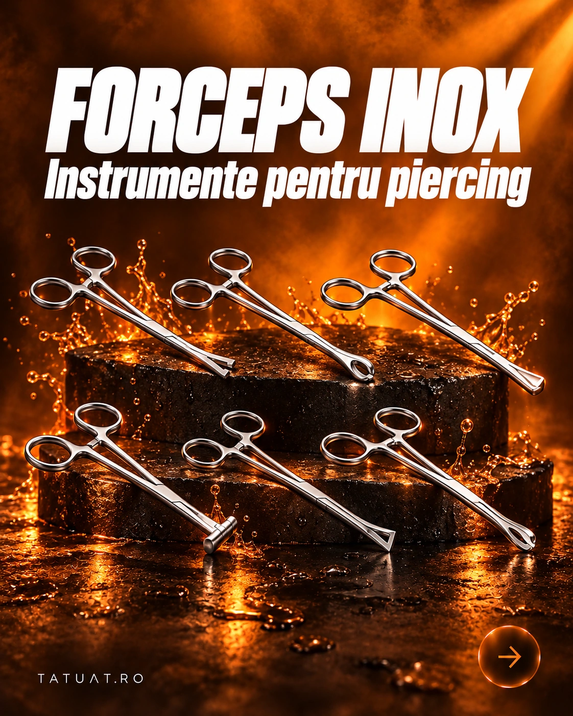 Forceps inox — Instrumente pentru piercing
